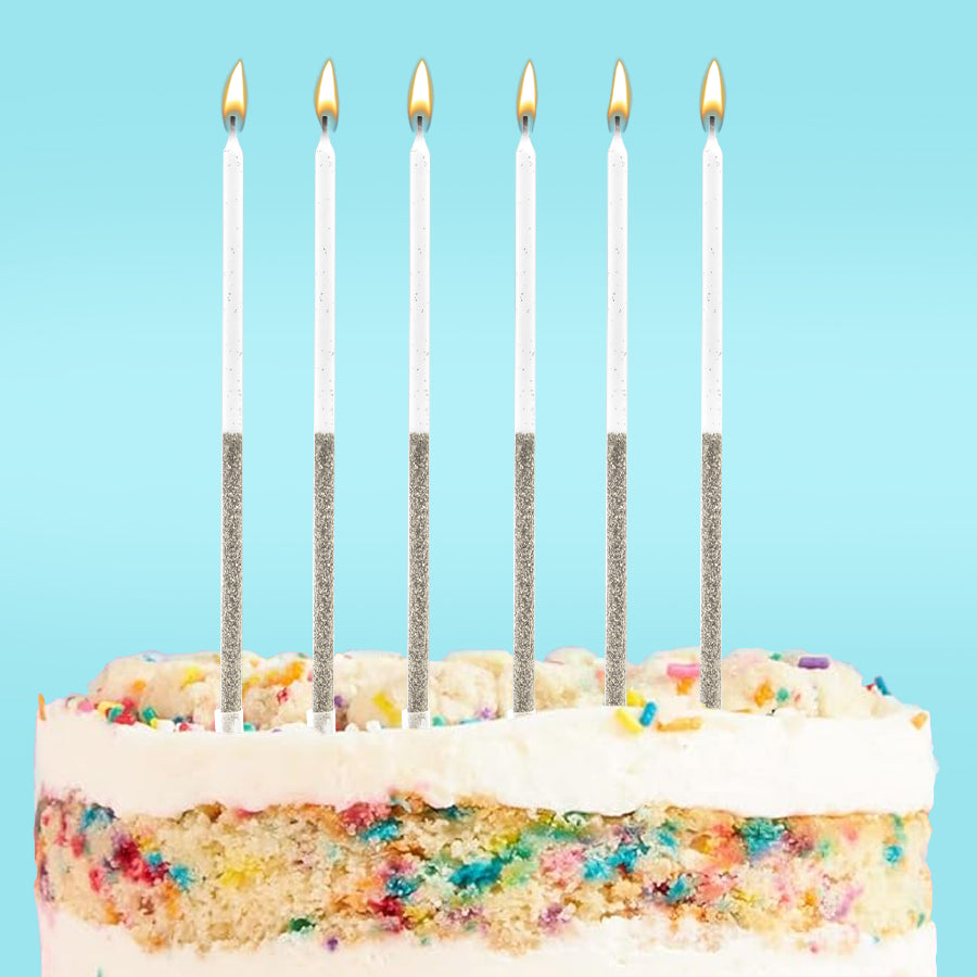 Tall White Candles with Gold Detail