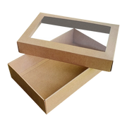 Cardboard Box Basket with Lid and Window 32x20x7.5cm - PACK OF 10