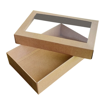 Caixa Cartão Cabaz c/Tampa c/Janela 32x20x7,5cm - PACK 10UN