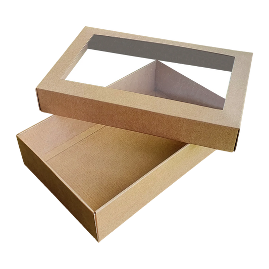 Caixa Cartão Cabaz c/Tampa c/Janela 32x20x7,5cm - PACK 10UN