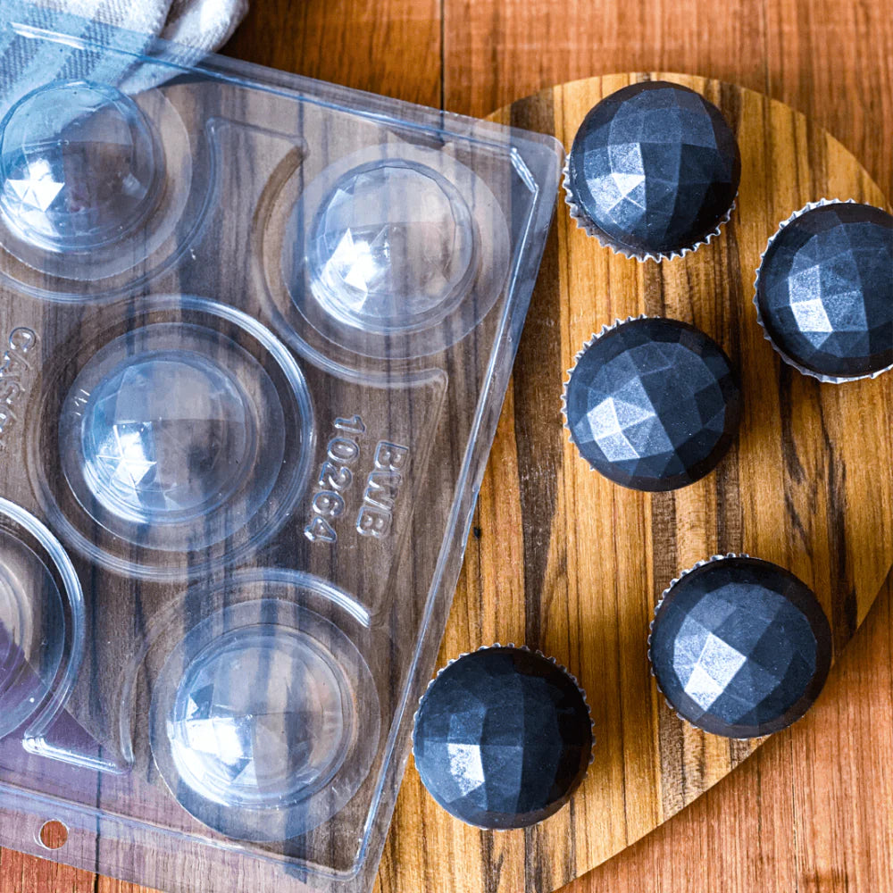 Special Chocolate Mold 3 Parts - 50mm Faceted Sphere - CODE 9419