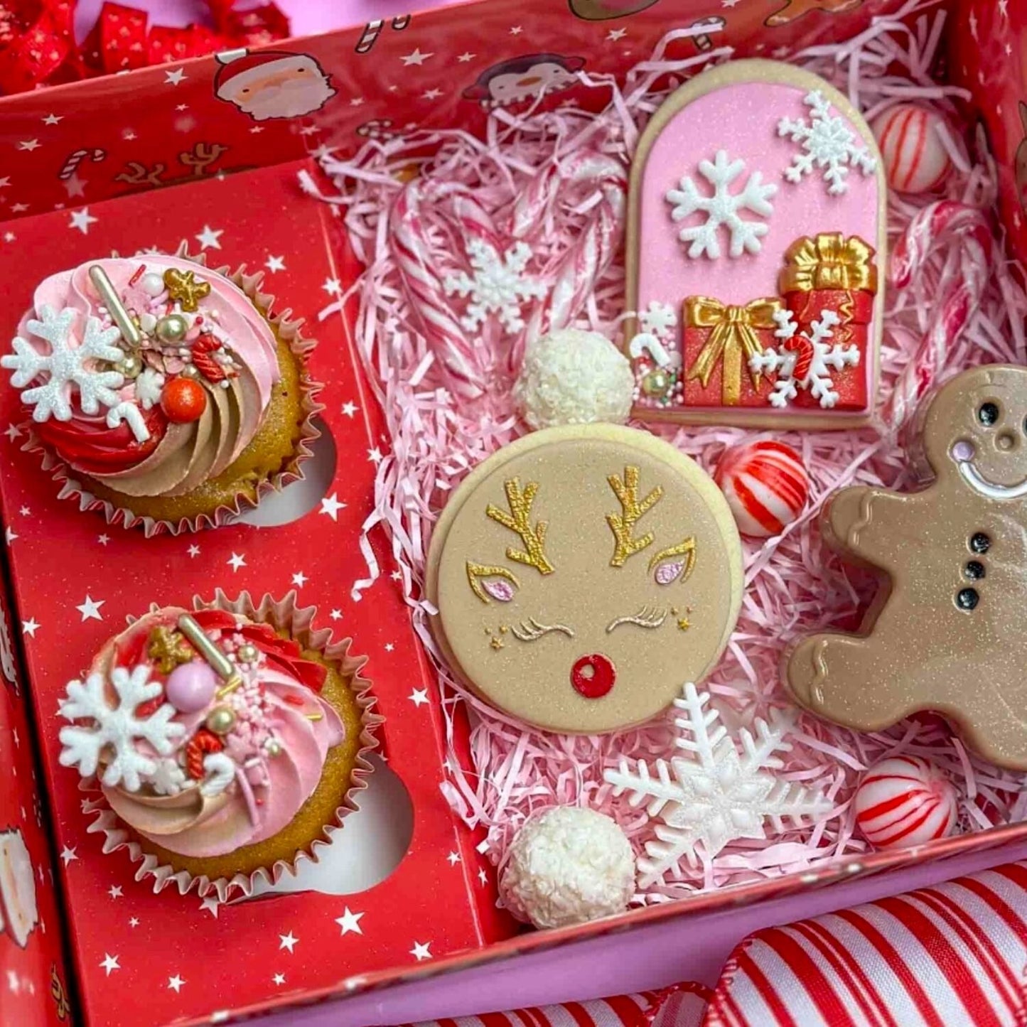 CONJUNTO DE 2 CAIXAS PARA DOCES E CUPCAKES SIMPLY MAKING - PERSONAGENS DE NATAL