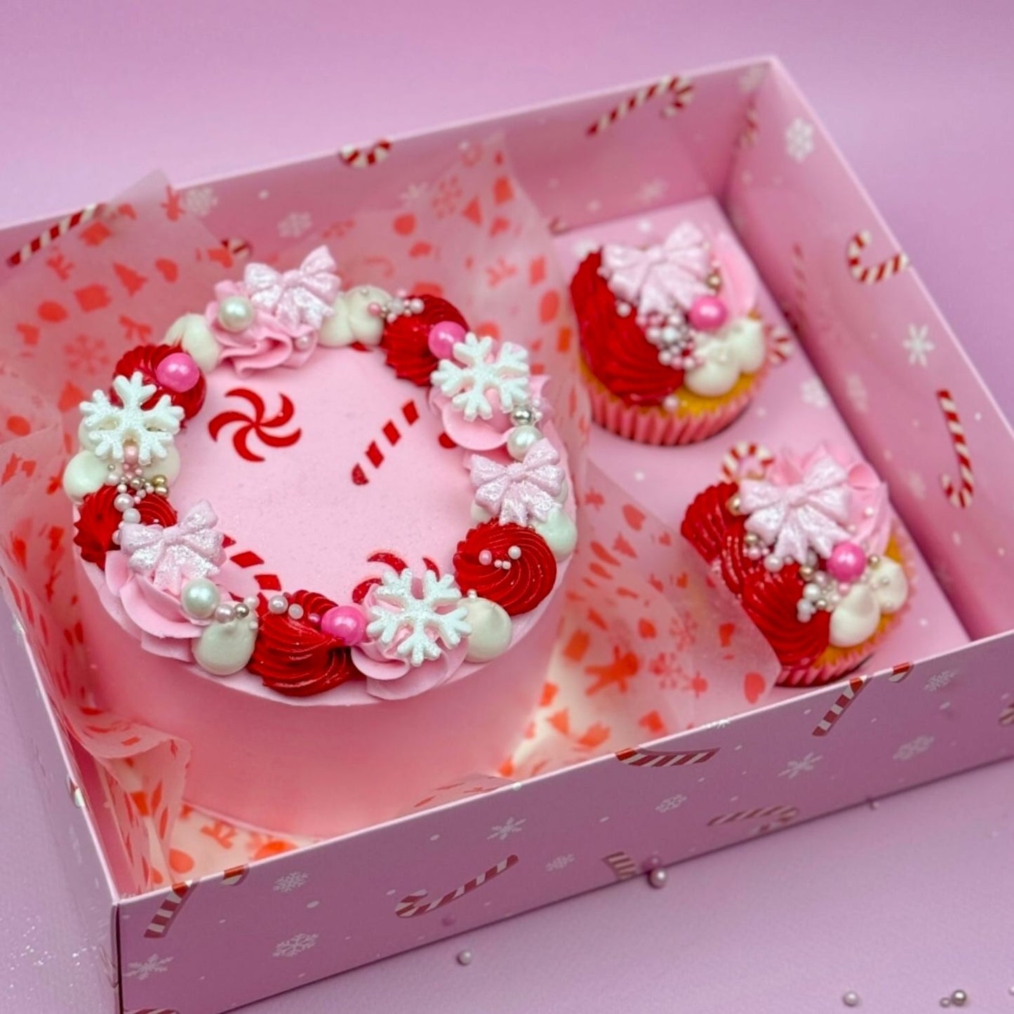 CONJUNTO DE 2 CAIXAS PARA DOCES E CUPCAKES SIMPLY MAKING - BENGALA DOCE DE NATAL