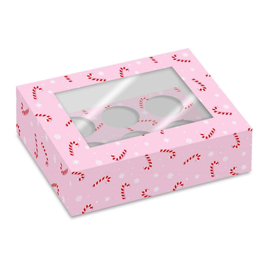 CONJUNTO DE 2 CAIXAS PARA 6 CUPCAKES SIMPLY MAKING - BENGALA DOCE DE NATAL
