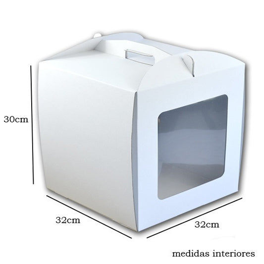 Caixa para bolo c/janela 32x32x30 BRANCA