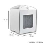 Caixa para bolo c/janela 26x26x31 BRANCA