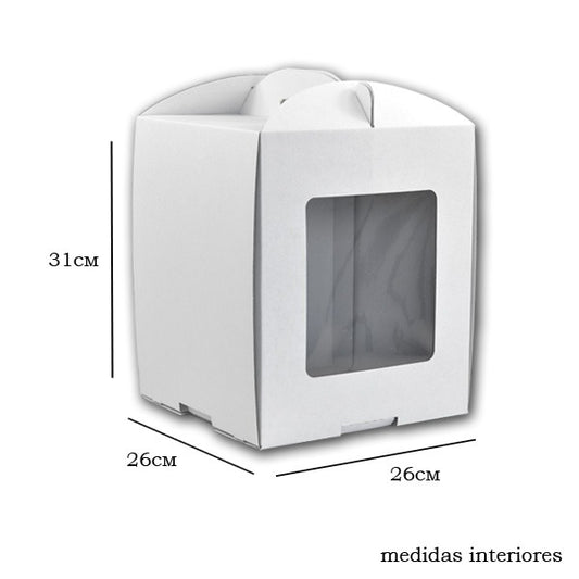 Caixa para bolo c/janela 26x26x31 BRANCA