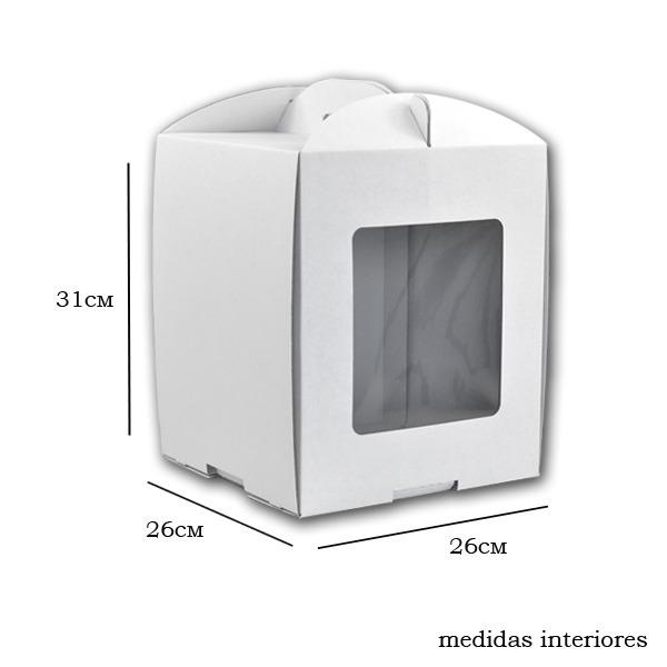 Caixa para bolo c/janela 26x26x31 BRANCA - PACK 10UN