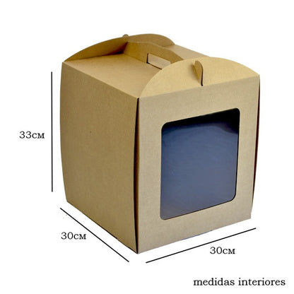 Caixa para bolo c/janela 30x30x33 Kraft
