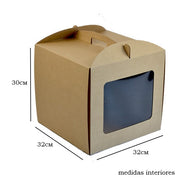 Cake box with window 32x32x30 Kraft
