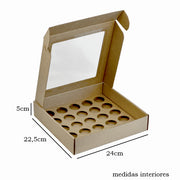 Caixa p/ 25 Brigadeiros c/janela Kraft - PACK 10UN