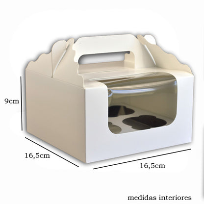 White Cupcake Box for 4 Cupcakes - Pack of 10