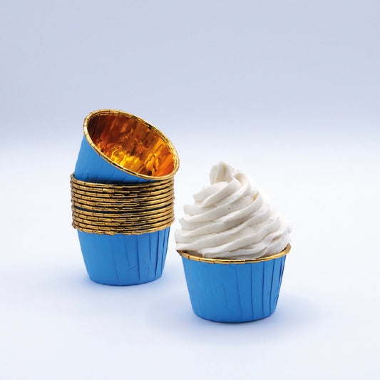 Cápsulas Cupcake Azul Escuro & Ouro