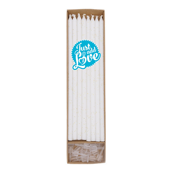 Tall White Candles with Gold Detail
