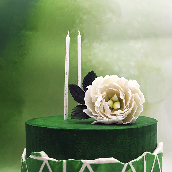 Tall White Candles with Gold Detail