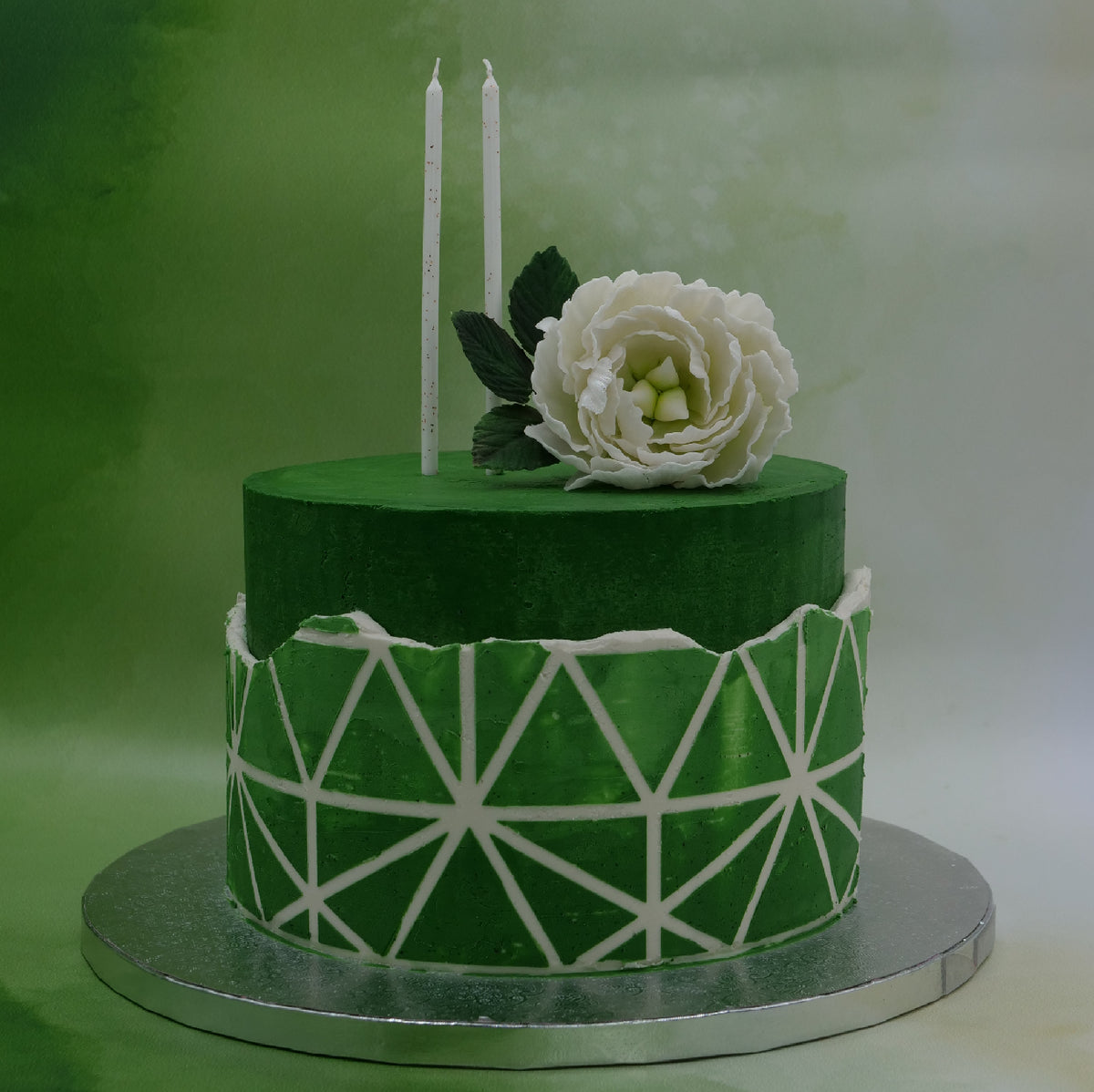Tall White Candles with Gold Detail